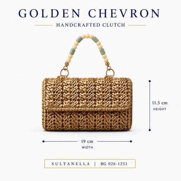 Golden Chevron Handcrafted Clutch