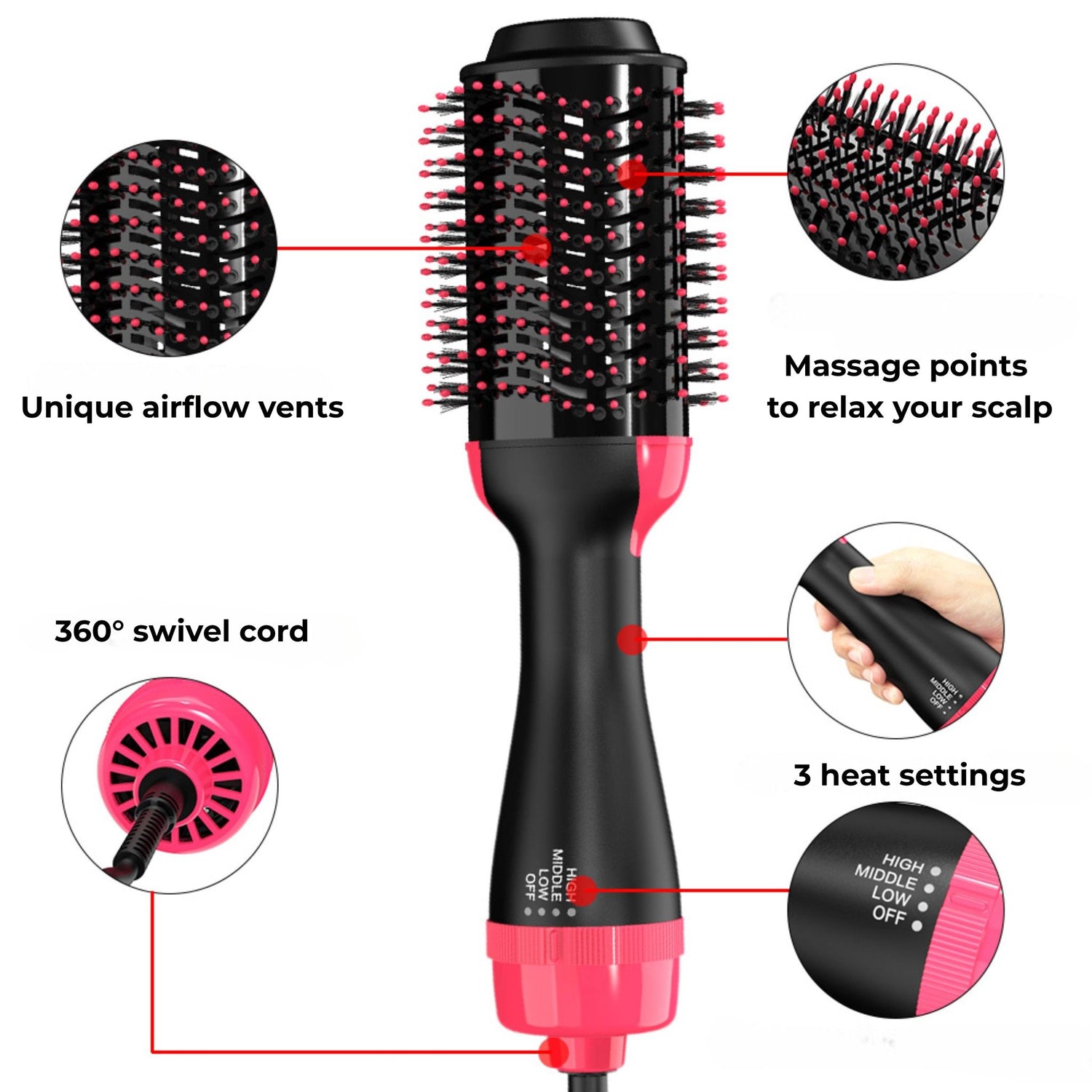 3-in-1 Hot Air Brush Hair Styler